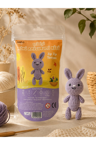 Hello Craft Mini Tavşan Amigurumi Kiti – Örgü Yapım Seti DIY Hobi Seti - Oyun...