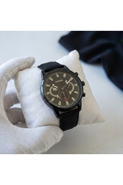Geneva Erkek Kol Saati Cüzdan Seti Chronograph Hediye Kutulu Siyah