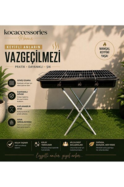 Kochome Seyyar Ayaklı Mangal Orta Boy Katlanır Mangal ( Yelpaze Hediyeli)
