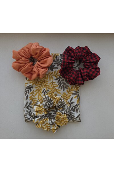 MATINA JUNE 3’lü Scrunchie toka seti. Büzgülü kese ile.