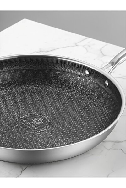 parlahome Imperial Series 32Cm Frypan I-410, 3Ply Stainless Steel 304, Full Non-stick, Etched pattern+KFCC Ceramic coating, Induction based, PFOA-Free.