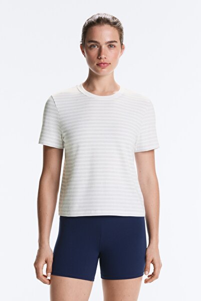 Oysho Regular fit striped cotton blend T-shirt