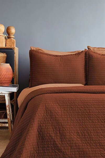 İssimo Home Savanna Yıkanmış Mustard %100 Pamuk Poplin Yatak Örtüsü 240*260Cm