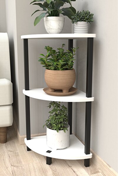 Remaks FLORA 3 RAFLI MOBLEN ÇİÇEKLİK SAKSILIK BALKON BAHÇE DEKOR RAF STAND-BEYAZ