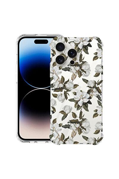 bestcase Husă Antișoc pentru Apple iPhone 15 Pro, Florală - Flori de Magnolie...