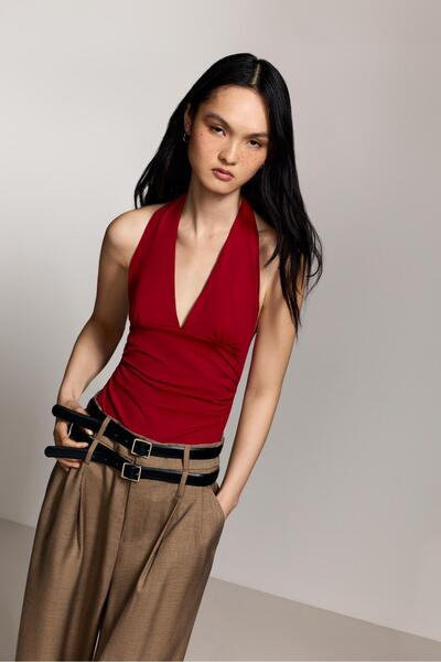 LEFTIES Halter yaka poliamid body