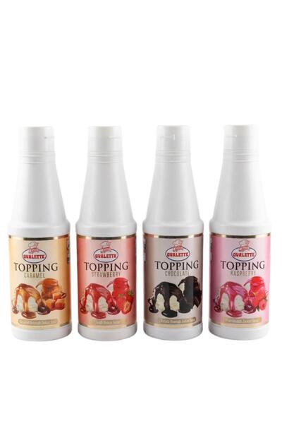 ovalette Topping 4’lü Sos Seti Çilek, Karamel, Çikolata ve Frambuaz 1 Kg – Wa...