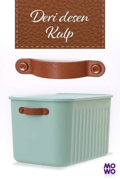 MOWO 3 Pieces Bigbox with Handles 20 Lt Mint Color Closet Organizer Storage Box Basket Organizer Toy Box