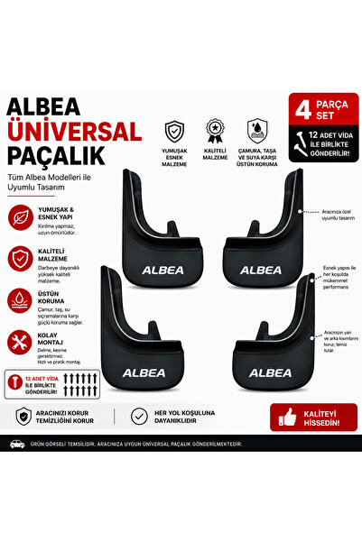CarEste Fiat Albea Uyumlu Üniversal Paçalık Seti 4 Parça Esnek Çamurluk Koruyucu