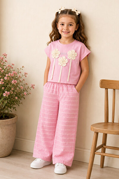 BABY SPORT Set de pantaloni largi cu imprimeu floral pentru fete, combinație ...