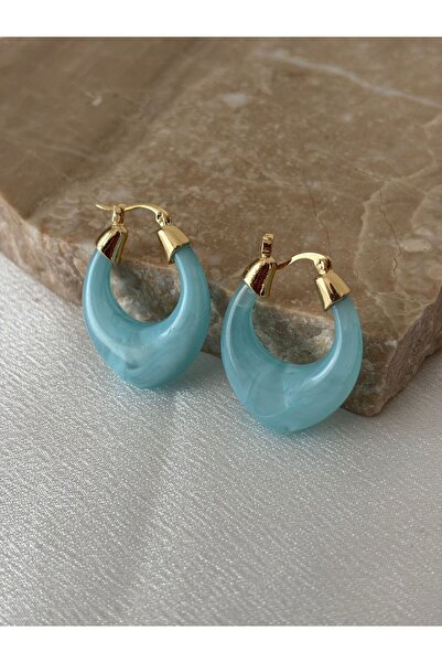 BIJUTERI Colorful Resin Curved Hoop Earrings