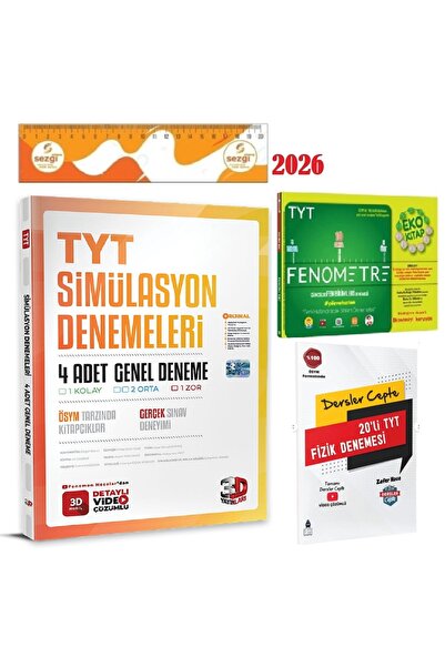 3D Yayınları 3D TYT 4'lü Simülasyon Genel Deneme 2026 YENİ ve HEDİYE Tyt Feno...