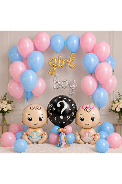 Zema parti Cinsiyet Partisi Balon Seti Girl Boy Folyo Balon Bebek Folyo Balon...