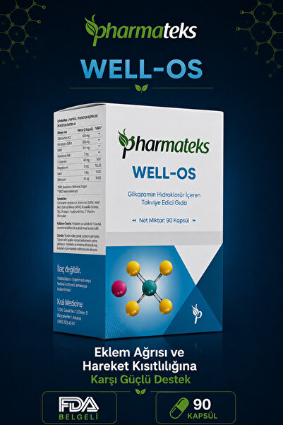 Pharmateks Well-OS Hareket Kısıtlılığına Karşı Güçlü Destek, Glikozamin Hidro...
