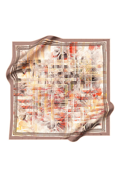 Pierre Cardin Brown 90X90 Silk Crepe Satin Scarf