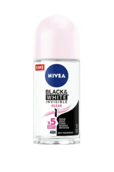 NIVEA Deodorant Antiperspirant Roll-On Invizibil Transparent Negru și Alb pen...
