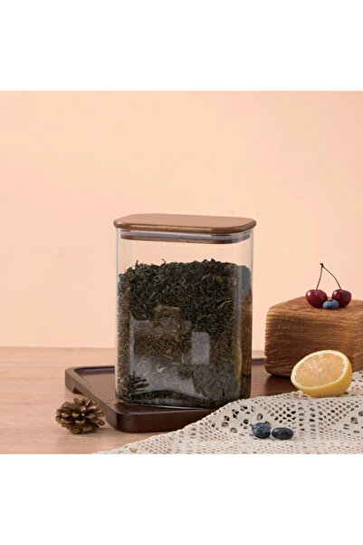 MİEN Acacia Lid Glass Jar 1050 Cc