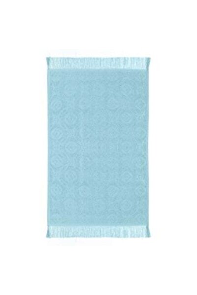 SHOPIENS Turquoise Cotton Towel with Rhombus Flowers Fringes for Kitchen 60 x...