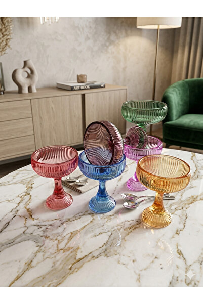 çukurova home طقم من 6 أوعية صغيرة ملونة للحلويات التركية - وعاء تقديم (100 مل)