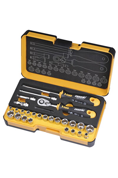 FELO Trusa chei tubulare si accesorii R-GO, 1/4", 27 piese