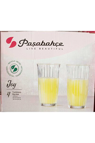 Paşabahçe GÜLMEN KRİSTAL 520315 JOY 4LÜ MEŞRUBAT BARDAĞI 475CC BÜYÜK BOY ORJ ...