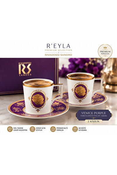 R-EYLA R’EYLA x Rivadossi Sandro Venice Purple 24K Gold Detaylı Türk Kahvesi ...
