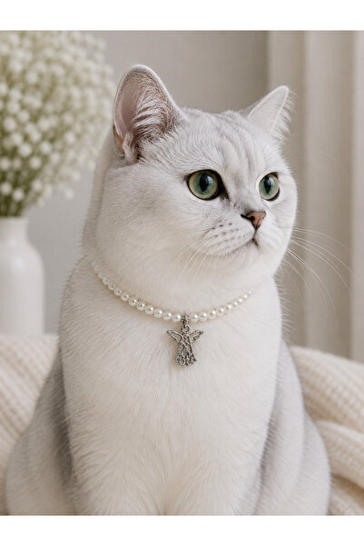 HALHALMILL Angel Dangling Pearl Cat Necklace