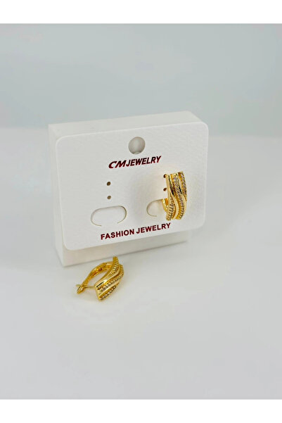 EASERA TİCARET Zircon Stone Brass Earrings - Kp00466
