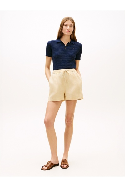 Tommy Hilfiger Жіночі бежеві шорти ESS LINEN PULL ON SHORT - WW0WW49637