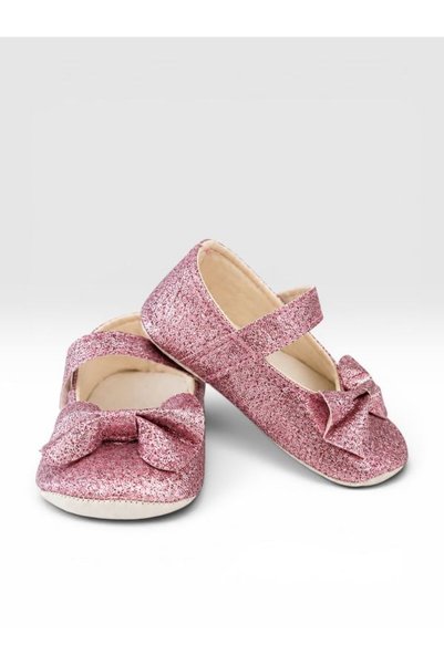Che Sara Babet First Step Shoes with Glittery Bow Detail, Orthopedic Non-Slip Bottom Sole, Bordi Model