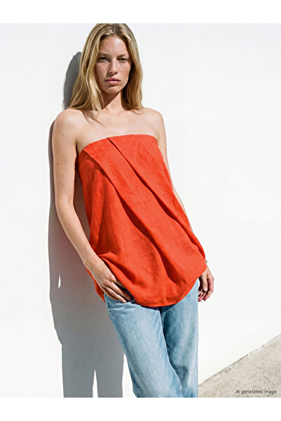 LC Waikiki Rmz Gi̇yi̇m Farkiyla Strapless Roba Collar Pleated Blouse