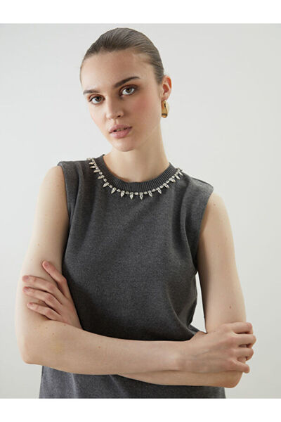 LC Waikiki Crew Neck Stone Women's Knitwear Blouse