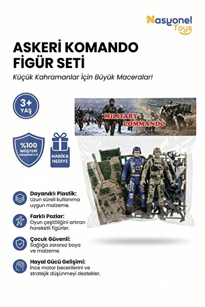 NASYONEL TOYS Çocuklar İçin Askeri Komando Figür Seti - Eğlenceli ve Macera D...