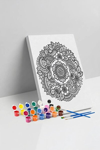 Yatinks Çiçek Desenli Mandala Tuval Boyama Seti 40x50 cm