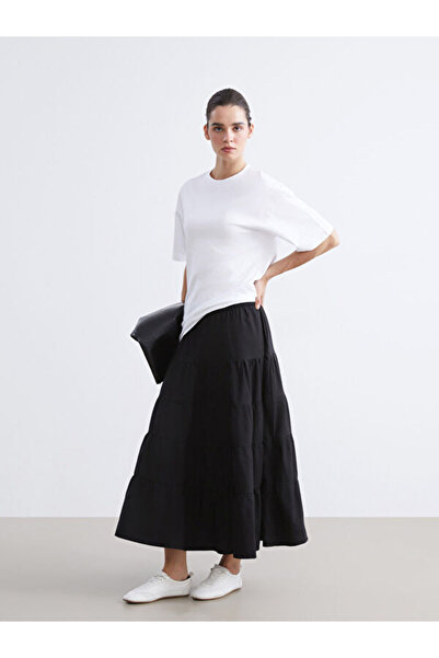 LC Waikiki Folded Poplin Skirt with Elastic Waist