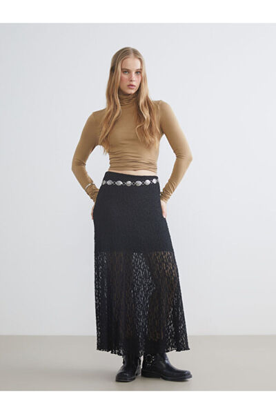 LC Waikiki A-Line Lace Skirt with Elastic Waistband