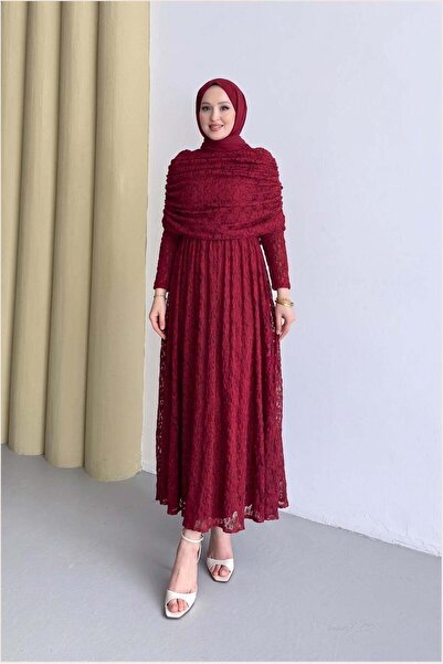 Rimel Moda Violet Elbise Bordo