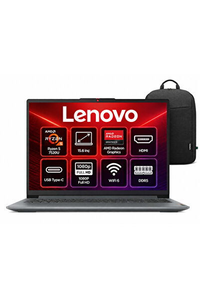 LENOVO Ideapad Slim 3 Amd Ryzen 5 7520U 16GB 256GB Windows 11 Pro 15.6" Fhd B...
