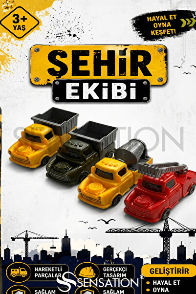 sensatıon Şehir Kahramanları 4'lü Oyuncak Araba Seti - Hareketli Damperli ve ...