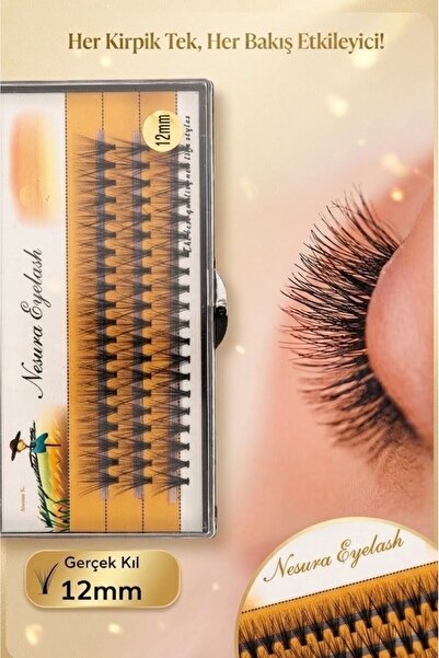 Piraye Shop Nesura Tekli Kirpik Takma Kirpik 12 ml Gerçek Kıl • 60 Adet