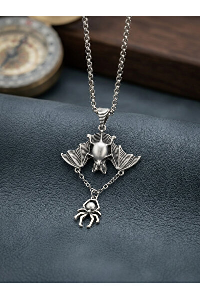 Velcari Bat Spider Minimalist Style Stainless Steel Men's Necklace