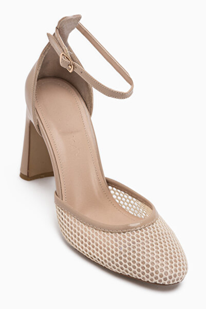 Limoya Firyal Beige Ankle Strap High Heeled Women's Shoes