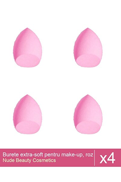 Makeup Set of 4 extra-soft make-up sponges, pink - beveled