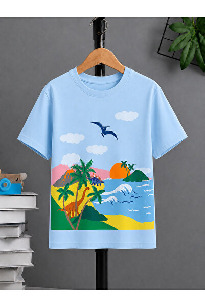 VODEXA Tricou oversize unisex cu imprimeu COAST, 100% bumbac, croială confort...