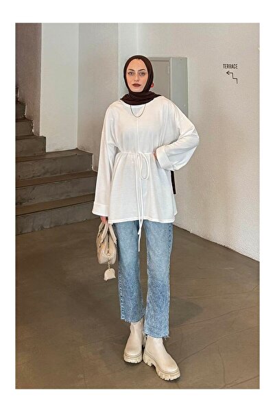 LC Waikiki Nevavm Slit Detailed Sweatshirt in White