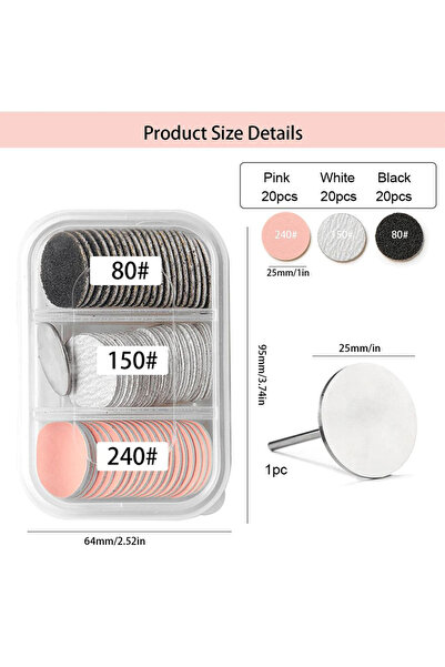 Choice 60Pcs 60Pcs Sanding Paper 80/150/240 Grit & 25mm Metal Disc Nail Bit, ...