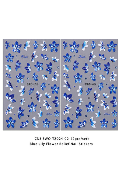 Choice MULTI 2PCS Spring floral relief nail stickers, easy to apply for DIY n...