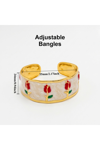Choice Gold-color 55mm Adjustable JP One Gold Color Adjustable Rose Enamel Ba...