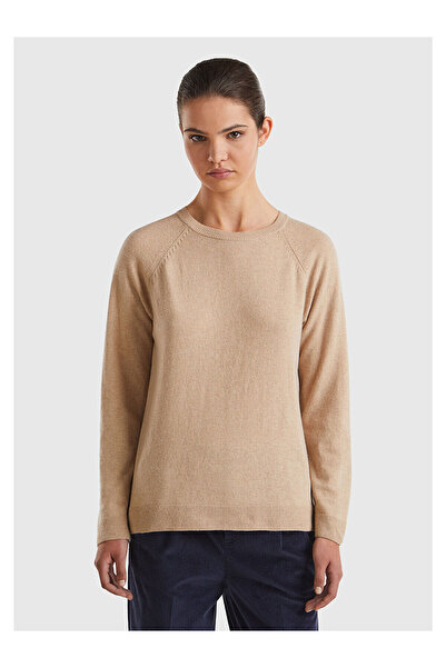 LC Waikiki Nevavm Women's Milk Coffee Cashmere Blend Sweater with a Difference