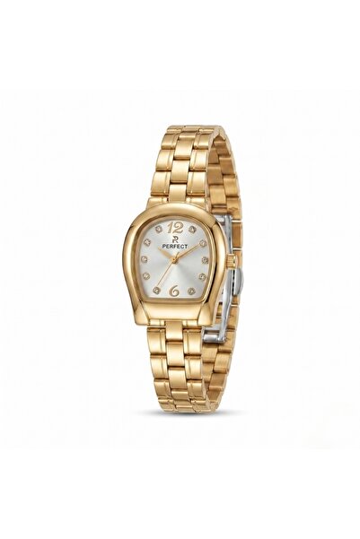 PERFECT Women's Gold Tonneau Dial Crystal Inlaid Wristwatch - Classic Luxury ...